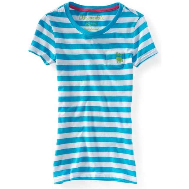 Aeropostale - Camiseta con estampado de bulldog para mujer, azul, talla mediana