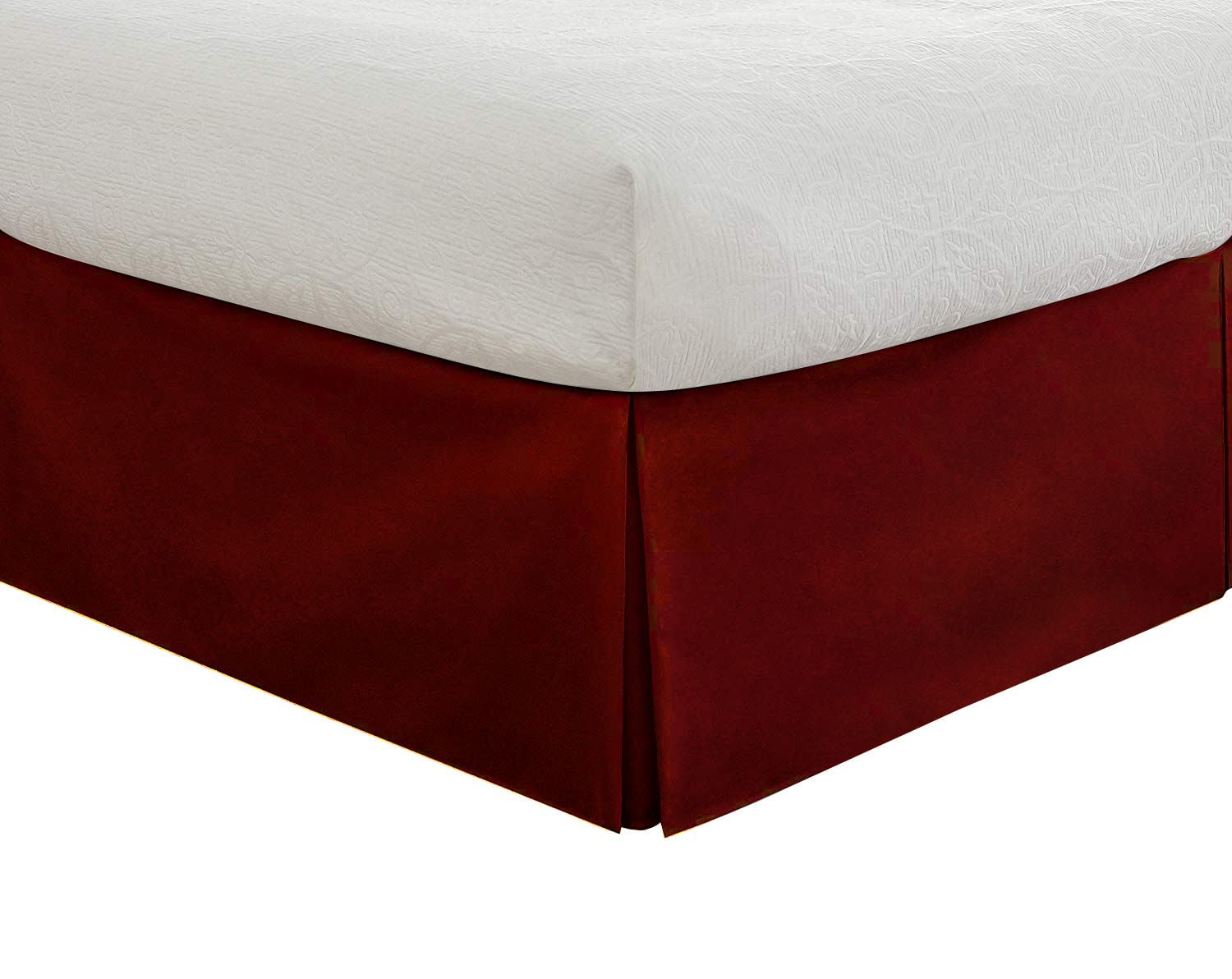 D.N.G. BEDDINGS 1 Piece Split Corner Tailored Bed Skirt, 10 Inch Deep Pocket, 800 Thread Cotton 100% Egyptian Cotton, Queen Size (60" x 80") Inch, Solid Burgundy