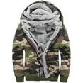 thumbnail image 3 of HAPIMO Rollbacks Men's Zip Up Hooded Winter Jacket Plush Warm Winter Fuzzy Sherpa Lined Camouflage Jackets Sports Pants Fleece Suit For Men Gray M, 3 of 6