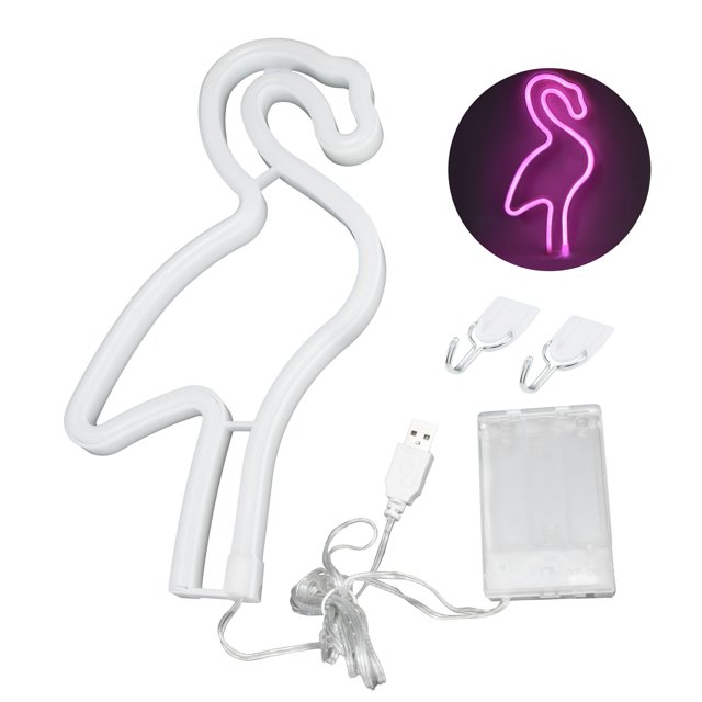 Lámpara de neón con forma de pájaro Vevor operada por batería/USB color rosa