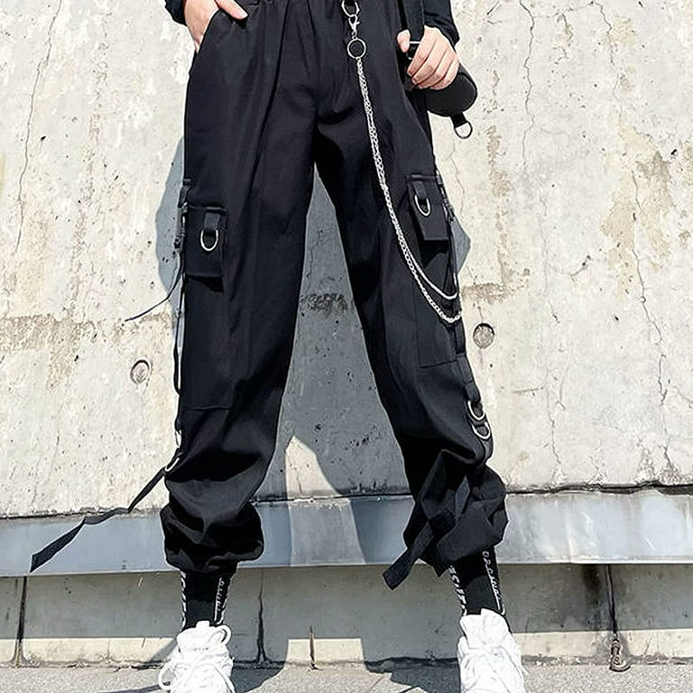 Trousers Wide Chains, Cargo Pants Womens, Gothic Chain Pants
