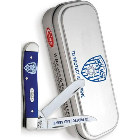 Case Police Blue Synthetic Mini Trapper Collectible Knife & Tin Designer Jewelry by Sweet