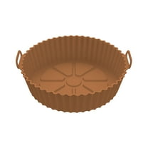 8.6inch Air Fryer Silicone Liner Silicone Air Fryer Basket Heat Resistant, Reusable Air fryers Silicone Pot Round for 5QT - Air fryer Oven Accessories, Brown
