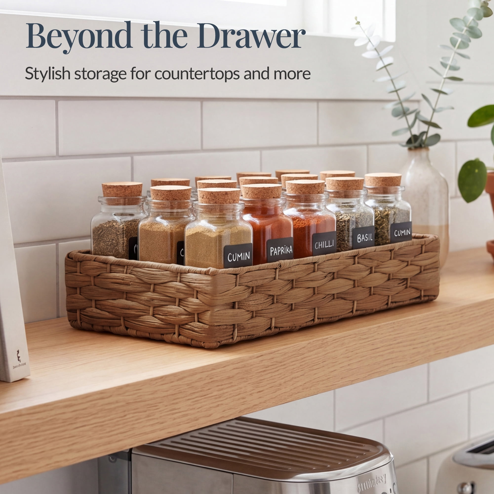 Best Choice Products 5PC Flatware Organizer Set, Woven Modular Silverware & Utensil Drawer Organizer Trays - Chestnut