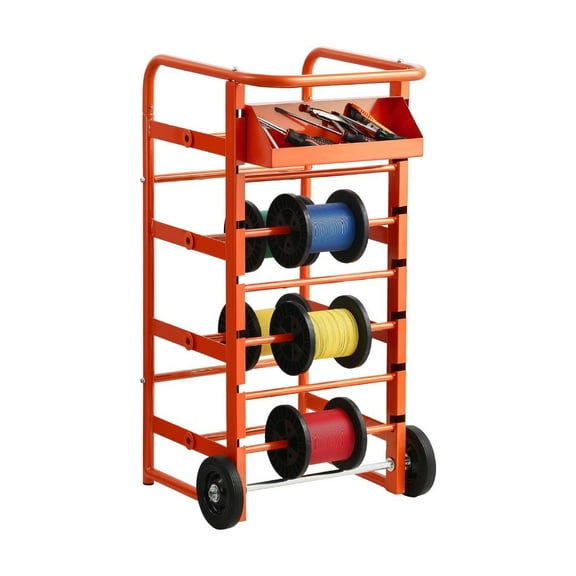 Wire Spool Rack 11 Rods - Cable Caddy Cart for Electrical, Industrial - Heavy Duty Multi-Spool Holder - Efficient Cable Storage & Transport