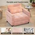 thumbnail image 2 of Reclining sofa,Lofka 3 in 1 Sleeper Chair Bed with 3 levels Adjustable Backrest for Living Room|Bedroom|Apartment,Pink, 2 of 10