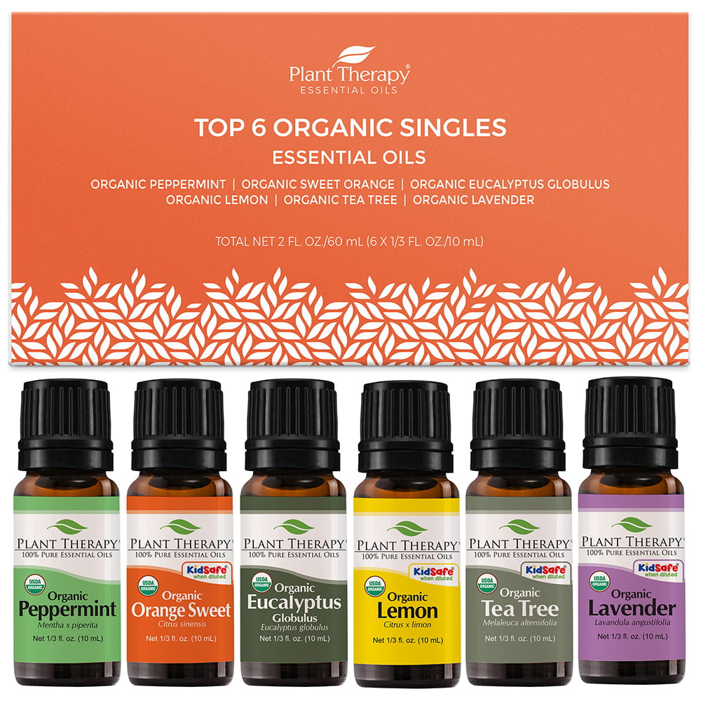 Plant Therapy Essential Oils Top 6 Organic Set 10 Ml 13 Fl Oz Pure Undiluted