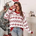thumbnail image 2 of Women's Crew Neck Christmas Sheep Fair Isle Knit Sweater for Holiday Party Daily Wear, 2 of 7