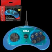 Retro-Bit Official SEGA Genesis 6-Button Arcade Pad Controller - Clear Blue