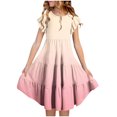 thumbnail image 2 of Tranfacy Robe d'Été pour Filles, Enfants, Manches Courtes, Extensible, Ligne A, Tournoyante, Patineuse, École, Récital, Col Rond, Robe pour Préados, 2 of 7