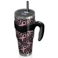 thumbnail image 2 of 40oz Tumbler,Breast Cancer Survivor Pink Ribbon Black Insulated Tumblers with Removable Handle,Stainless Steel Double Vacuum Coffee Tumbler Cup with Straw for Home,Office,Travel,Party, 2 of 5