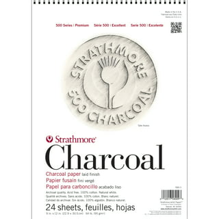 Strathmore 500 Series Charcoal Paper Pad, 18 x 24 Inches, White, 24 Sheets