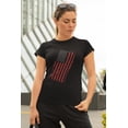 thumbnail image 3 of 4th of July Distressed Offset American Flag Women's Juniors Soft T Shirt, 3 of 5