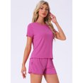 thumbnail image 2 of DARING DIVA Ribbed Knit Pajama Set Soft Short Sleeve Top XL Rose, 2 of 7