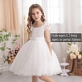 thumbnail image 2 of Vestido de novia de tul satinado KAQININI para niña con volantes, 2 of 9