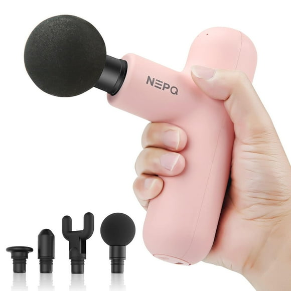 Pistola de Masaje NEPQ Rosa SK6 Portátil de Tela para Alivio del Dolor con 4 Velocidades y Cabezas d