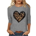 thumbnail image 2 of Fartey Valentines Day Shirts for Women Summer Crewneck 3/4 Length Sleeve Tops Fashion Cute Love Heart Graphic Tees Dressy Casual Tunic Blouses Gray L, 2 of 4