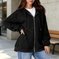 thumbnail image 2 of Resicozy Womens Zip Up Hoodies 2026 Long Sleeve Fall Winter Oversized Sweatshirts Zipper Oversized Cute Jackets with Pockets Black 3XL, 2 of 4