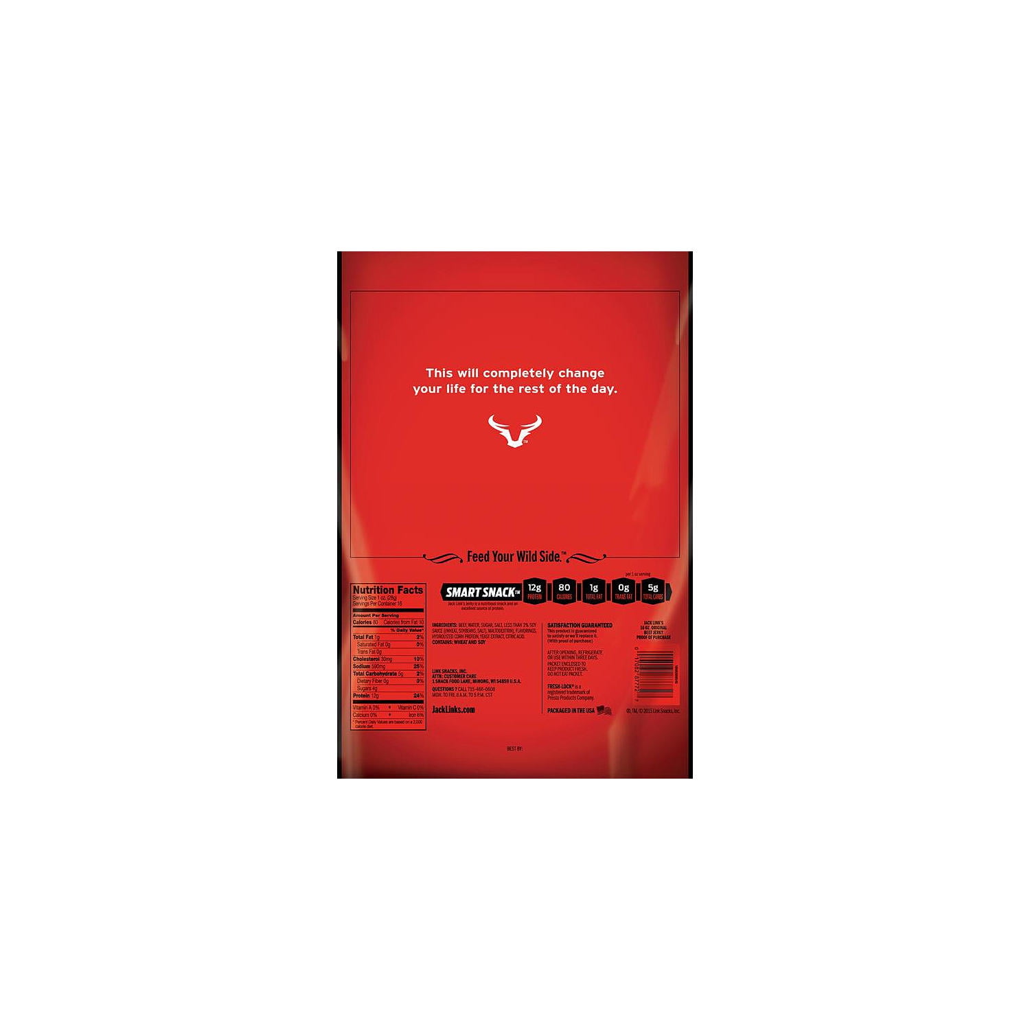 Jack Link's 100% Beef Original Beef Jerky 16oz Resealable Bag