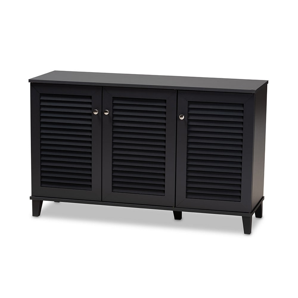 Baxton Studio Winda 3-Door Wooden Entryway Shoe Storage Cabinet