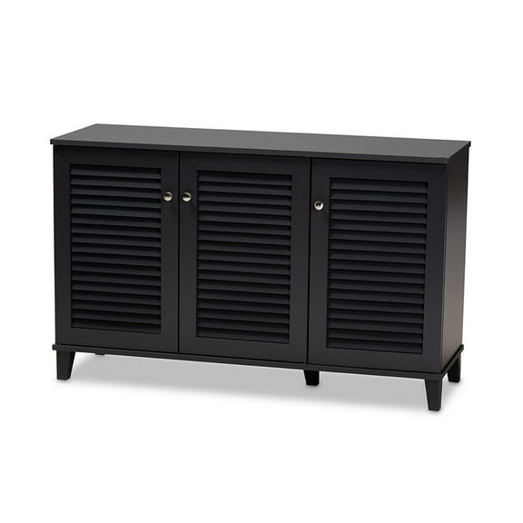 Baxton Studio Coolidge Modern Dark Grey 8-Shelf Shoe Cabinet