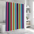 thumbnail image 6 of Mexican Style Bathroom Shower Curtains with 12 Hooks Polyester Waterproof Shower Curtain for Stalls and Bathtubs Colorful Mexico Stripes Blue Yellow Decorative Bathroom Privacy Curtain 36x78 Inches, 6 of 9
