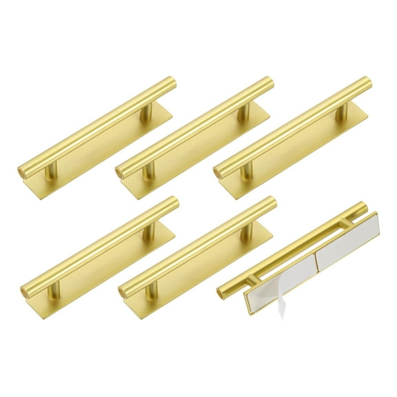 Uxcell 6 Pack Self-Stick Push Pull Helper, 6 Inch Plastic Adhesive Cabinet Handles Round Stick-on Handle for Kitchen Cabinet Window Sliding Closet Door Wardrobe(Gold)