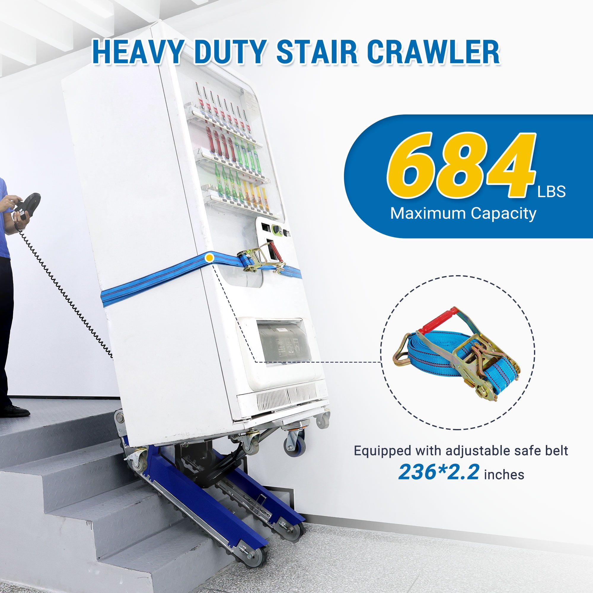 Powered Track Stair Climbing Hand Truck,684 LBS Load Capacity,XSTO Heavy Duty Stair Crawler Dolly with Seperate Track Control (CT310)