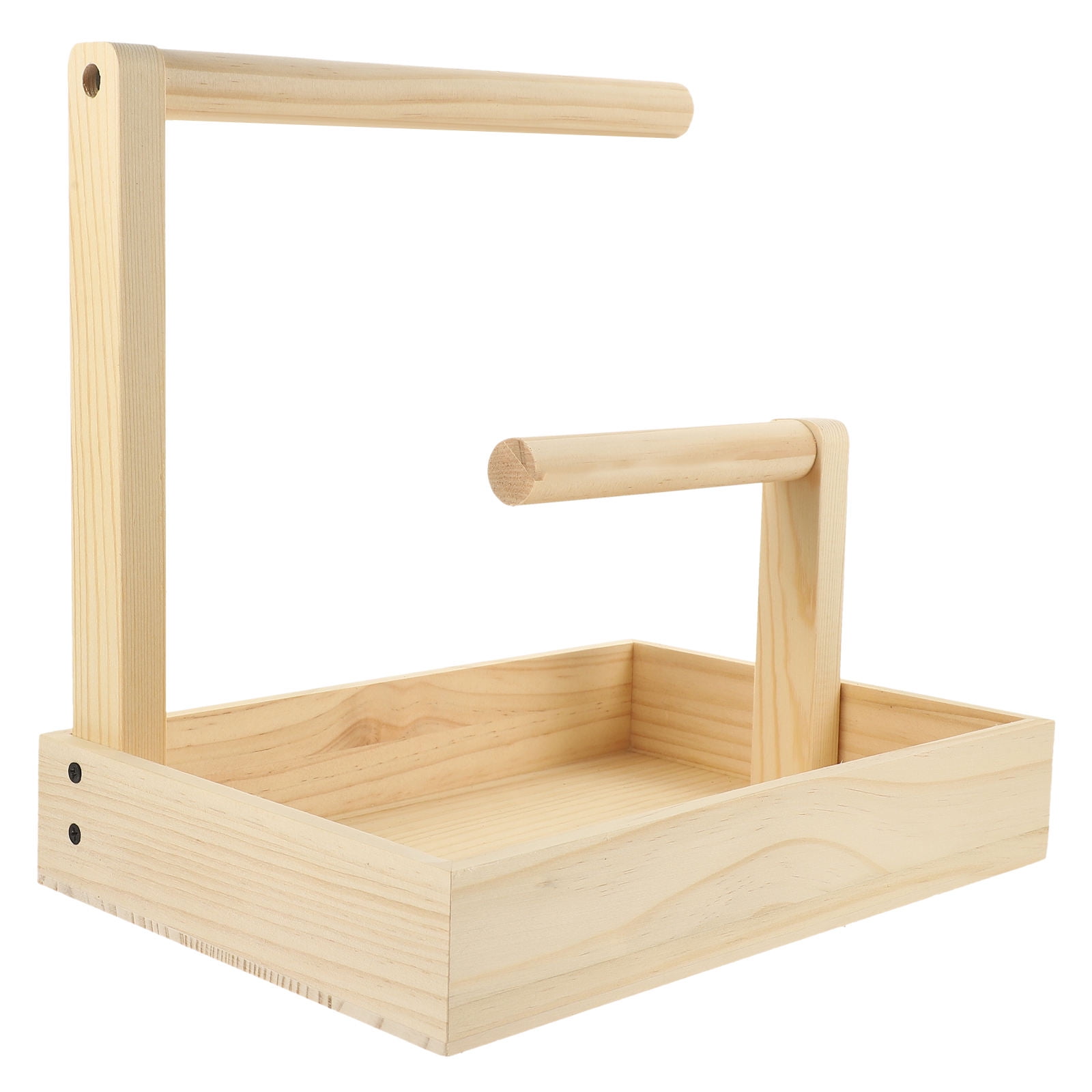 WEUVEB Beige Wooden Jewelry Rack Stand with Tray for Necklace Bracelet and Key Display