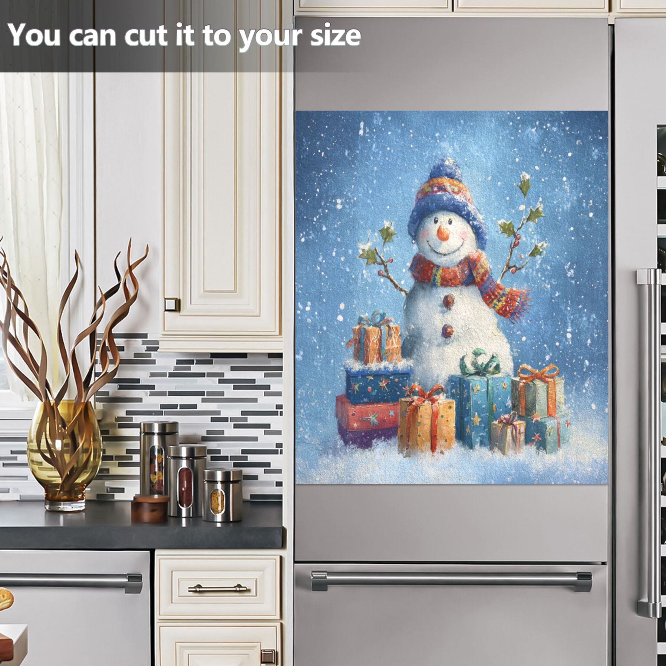 Dishwasher Sticker Magnetic Dishwasher Sticker Magnetic Decorative Sticker Refrigerator Sticker Dishwasher Decorative Stickers Blue Christmas Snowman