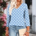 thumbnail image 4 of 3/4 Sleeve T-Shirts for Women Casual Fashion Floral Print Graphic Basic Tee V Neck Tops Summer Fall Tshirts (3XL, Blue|Dots), 4 of 7