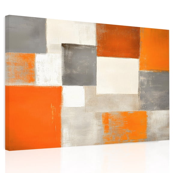 Abstract Gary Orange Paint Canvas Print Wall Art, Retro Mottled Oil Painting Retro Wall Decor Modern Artwork Paintings Pictures for Living Room Framed and Stretched Ready to Hang, 24" x 32"