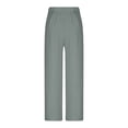 thumbnail image 4 of Clearance under 10.00 LYXSSBYX Womens Pants Clearance Women's Casual Solid Medium Waist Pocket Loose Split Ice Silk Wide Leg Pants, 4 of 6