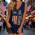 thumbnail image 2 of oqasdz Tank Tops for Women Independence Day V Neck 250Th Anniversary Usa Shirt Letter Stripes and Stars Print Loose Tank Blouse Casual Summer,Dark Blue,L, 2 of 4