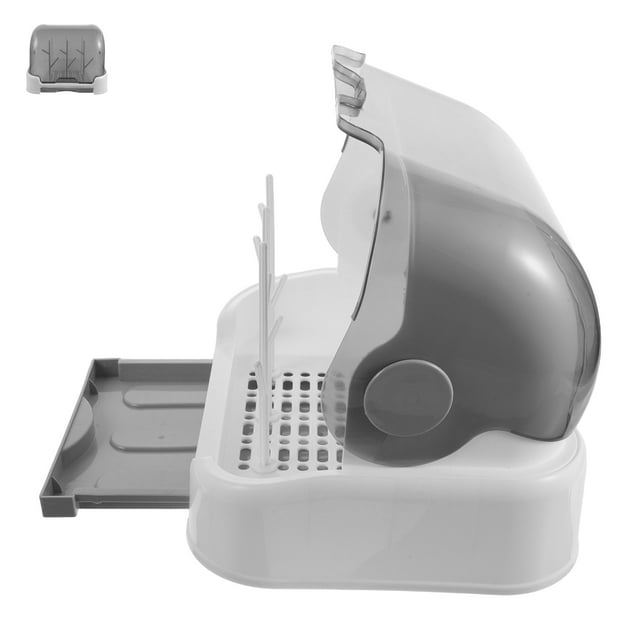 FELTECHELECTR Cup Drying Rack 1 Set Dustproof Plastic Grey For Infant Care