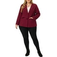 thumbnail image 2 of Agnes Orinda Women's Plus Size Fall Workwear Notched Lapel Button Down Office Blazer 1X Burgundy, 2 of 6