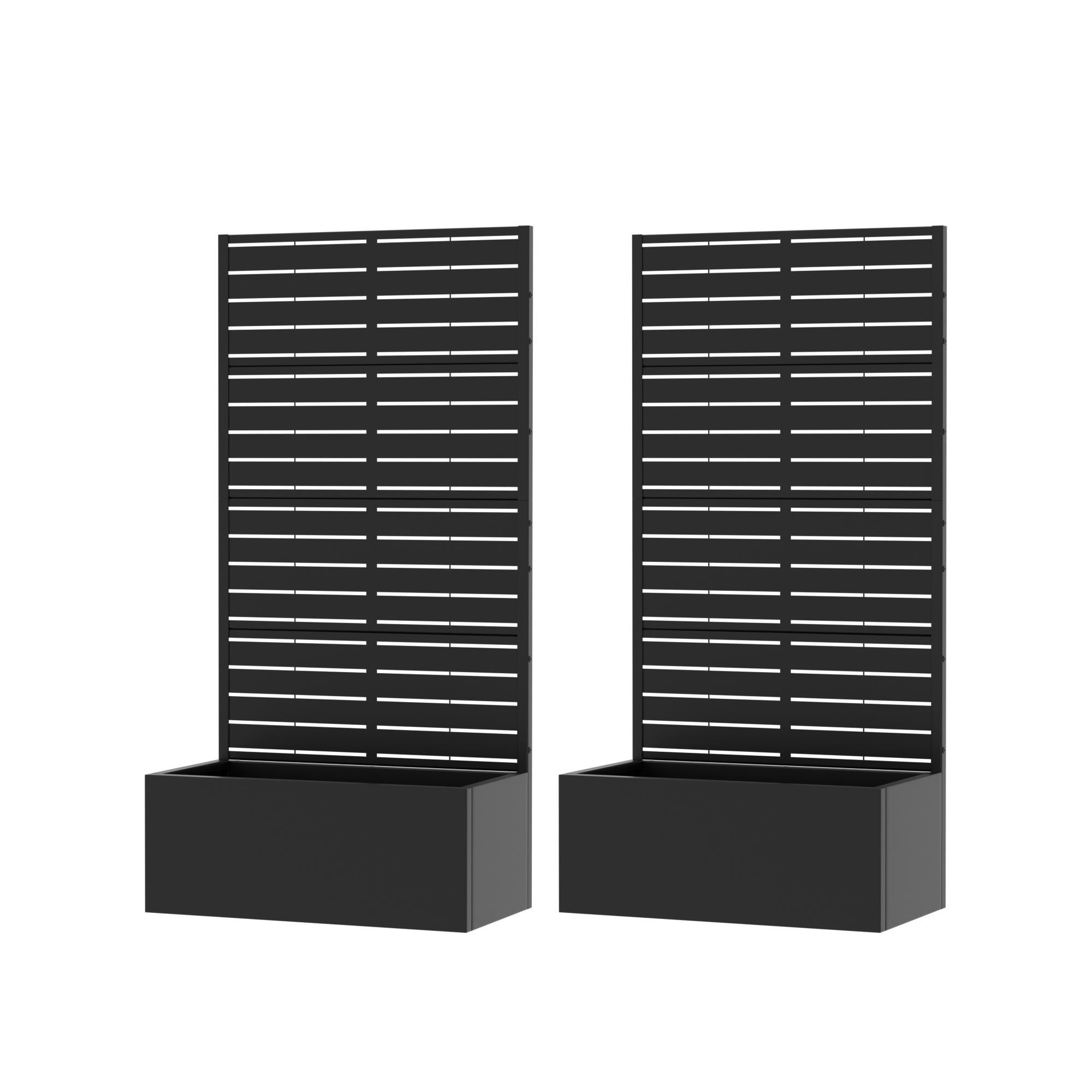 MAYEERTY 4 Panels Outdoor Metal Planter Box, Durable Weather-Resistant Planter, 2 pcs Decorative Metal Flower Box for Patio, Balcony, Garden