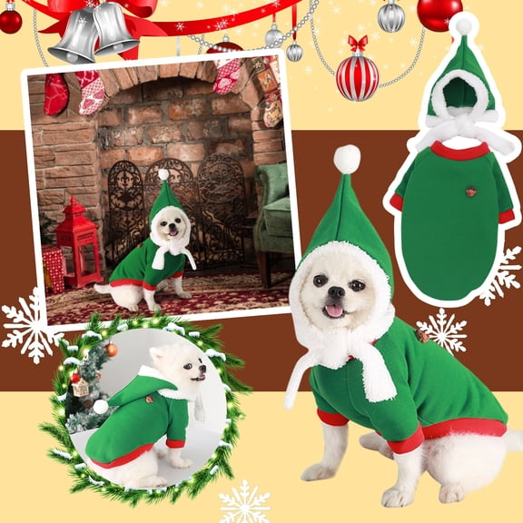 Christmas Warm Pet Sweater Jacket Set with Hat, Cute Winter Outfit for Dogs & Cats, Holiday Year-End Pet Gift Clothes