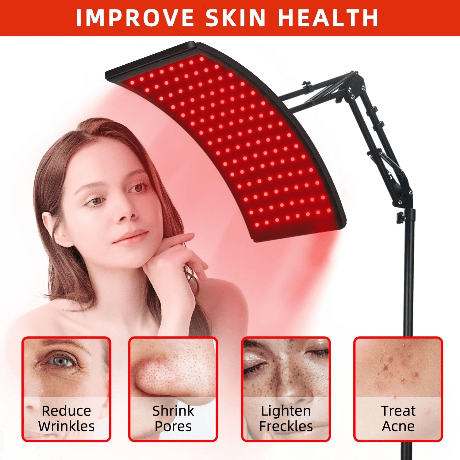 Floor-Standing Red Light Panel, Large Infrared Device for Full Body Wellness Support