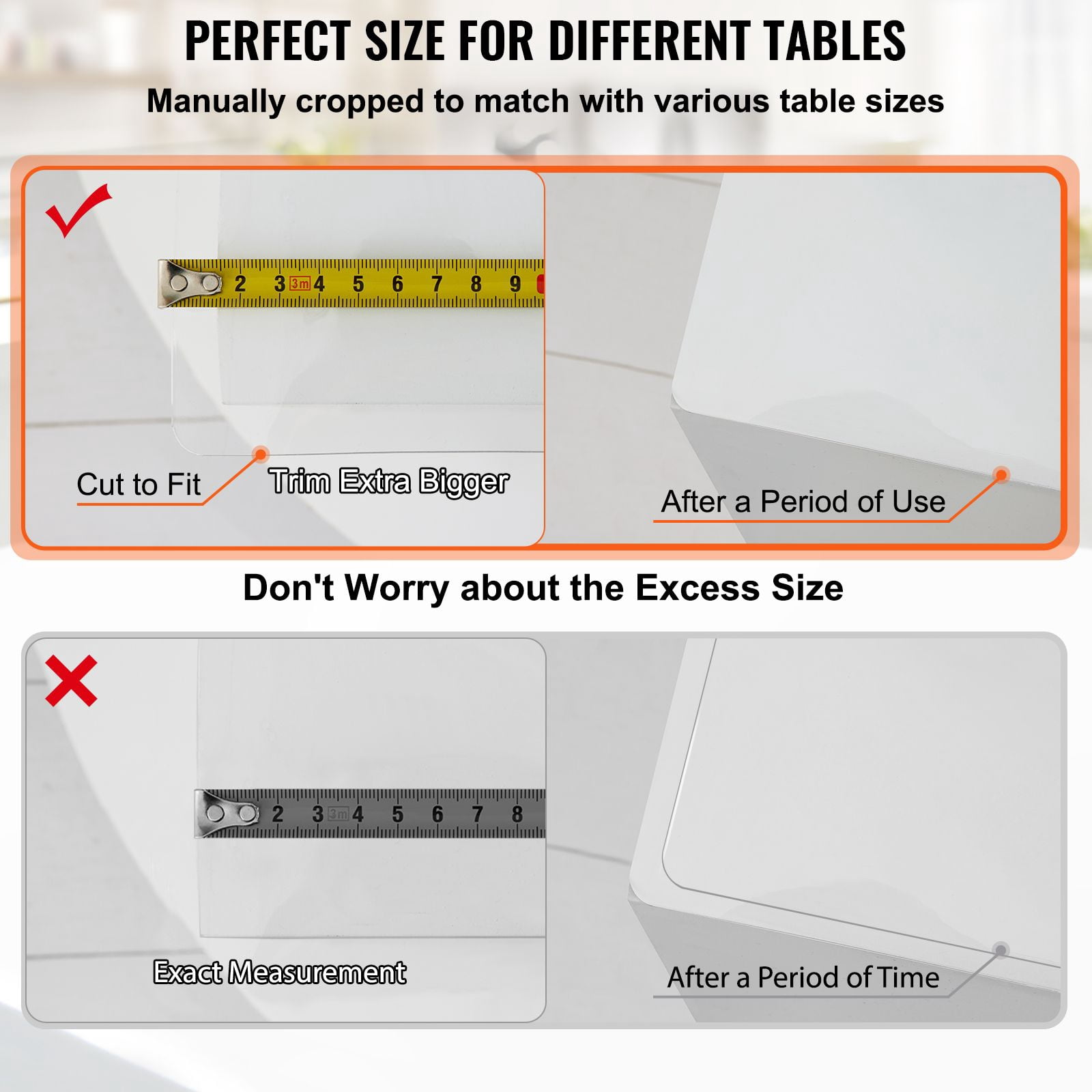 Plastic Table Cover, Transparent PVC Table Protector, Rectangle Clear Desk Mat, Water Oil Proof Table Cover for Dining Table Coffer Table Kitchen Worktable Dresser Cabinet, 45"x100"x0.06"