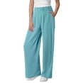 thumbnail image 2 of FUNUONY Wide Leg Pants Woman Pull On Stretchy Work Dress Pants High Waisted Business Casual Trousers Slacks Solid Color Straight Loose Yoga Pants Streetwear Stretchy Baggy Joggers Pants Blue S, 2 of 8