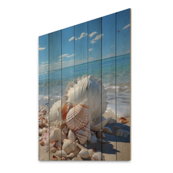 Designart "Florida Seaside euphony I" Nautical & Beach Print on Natural Pine Wood