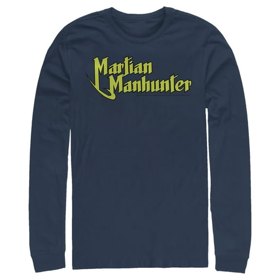 Men's Justice League Martain Manhunter  Long Sleeve Shirt Navy Blue Small