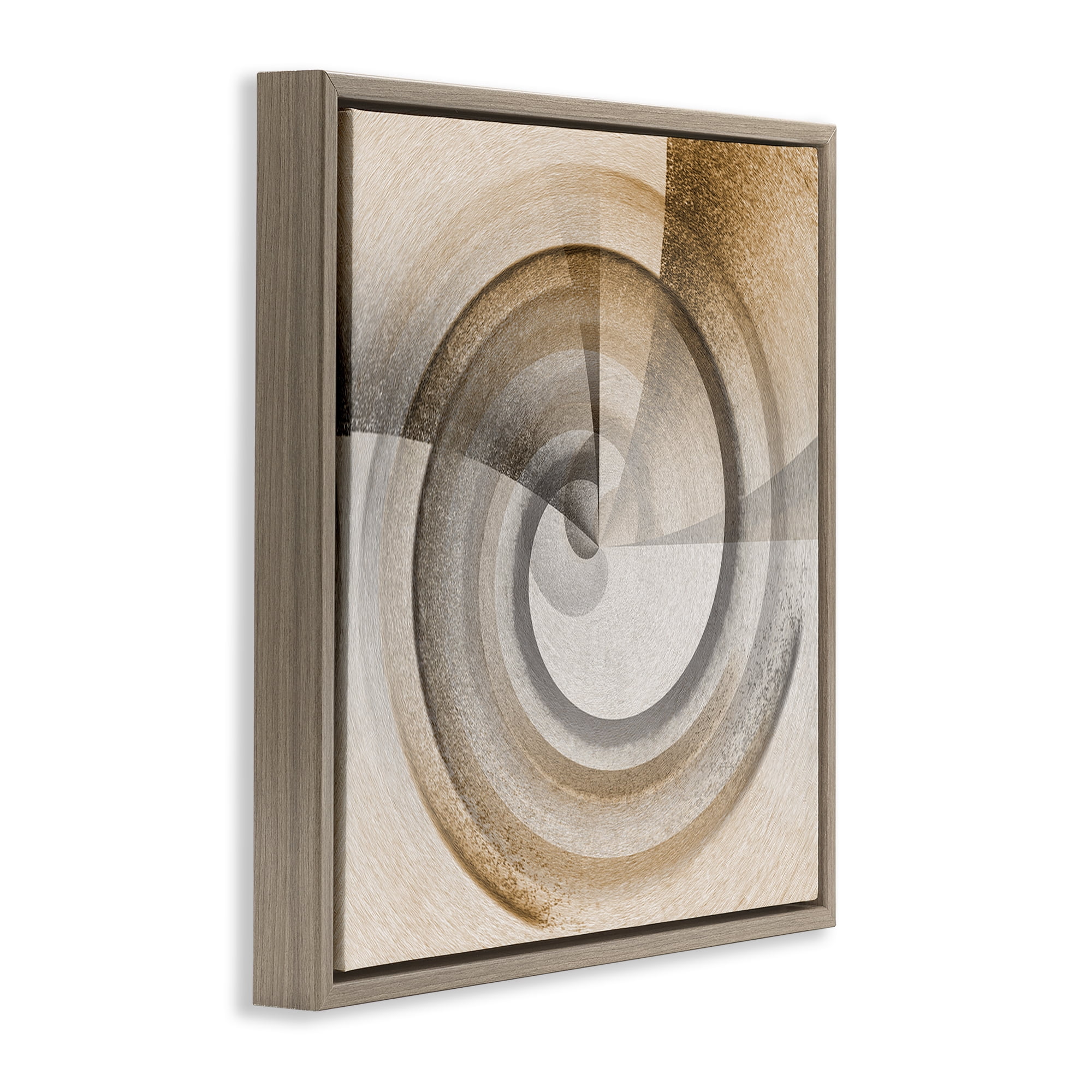 Stupell Industries Spinning Centric Circle Abstract Painting Brown Floater Framed Canvas Art Print Wall Art, 18 x 18