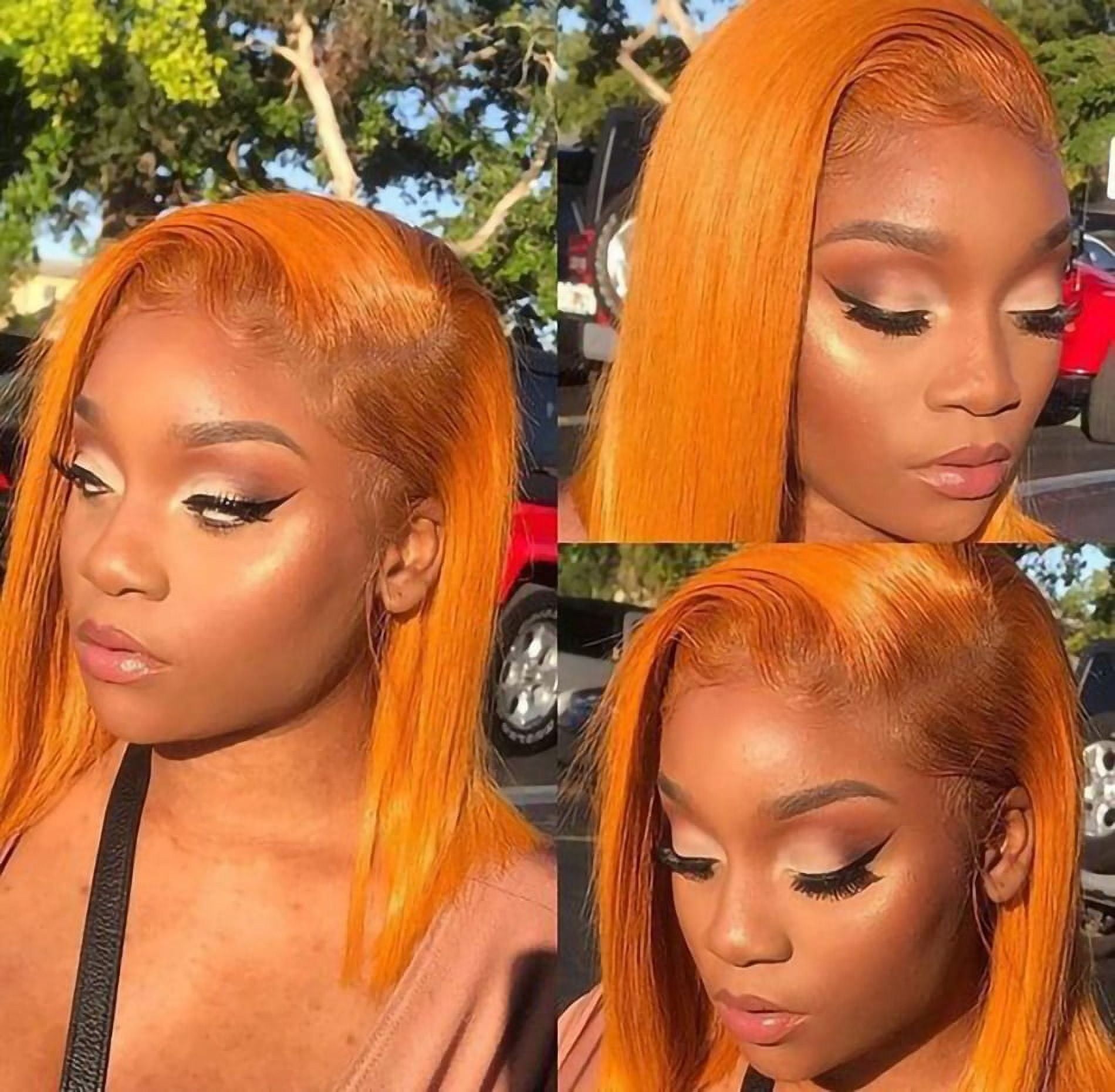 12" Colored Wigs Short Bob Wigs 13x4 Lace Front Straight Human Hair Wigs Pre Plucked Peruvian Virgin Hair 150% Density Orange Bob for Women