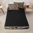 thumbnail image 4 of Homewish Green Camouflage Hunting Zipper Twin Comforter Sets with Fitted Sheet and 2 Pillowcases,Camo Whale Print Zipper Bedding Set,Black Reversible,4 Pieces, 4 of 7