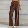 thumbnail image 2 of HXWCHs Winter High Waist Corduroy Trousers for Women Comfortable Relaxed Wide Leg Drawstring Pants WITH Pockets Full Length Casual Bottoms XL Coffee, 2 of 7