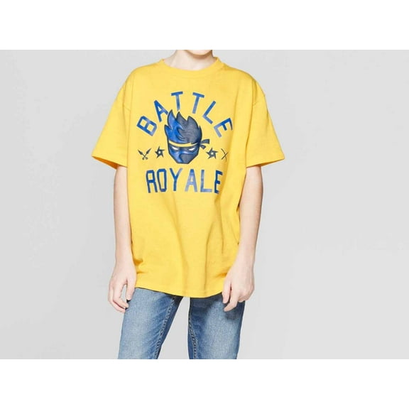 Boys' Ninja Gamer Battle Royale Short Sleeve T-Shirt - (Yellow, Medium)