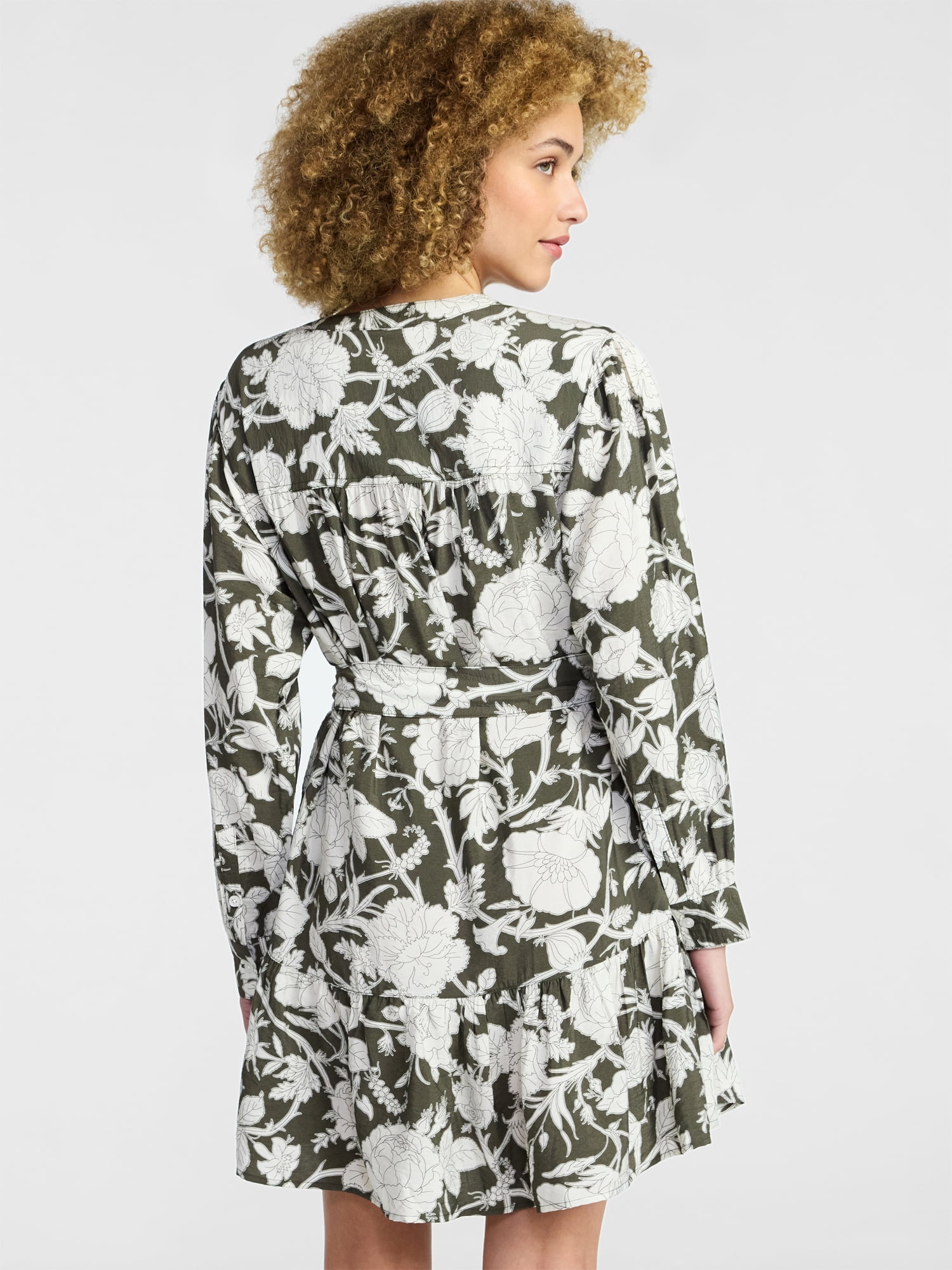 Time and Tru Women's Mini Shirtdress with Long Sleeves, Sizes XS-XXXL