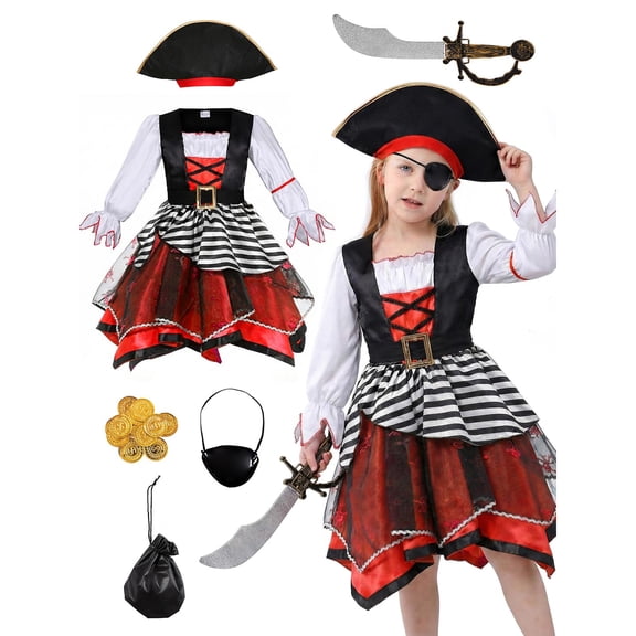 Halloween Cosplay Costume Noble Pirate Costume Captain Corset Outfit for Women Gir'ls Renaissance Stage Performance Holiday Party Masquerade Birthday Gift Birthday Gift Roleplay Apparel Clothes